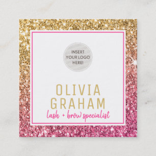Cartão De Visita Quadrado LOGOTIPO PERSONALIZADO - brilho quente, cor-de-ros