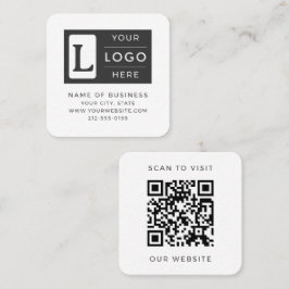 Cartão De Visita Quadrado Logotipo Personalizado Código QR Branco Minimalist