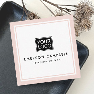 Cartão De Visita Quadrado Logotipo personalizado de borda rosa elegante mini