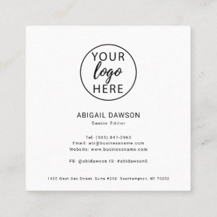 Cartão De Visita Quadrado Logotipo Personalizado de Empresa Minimalista