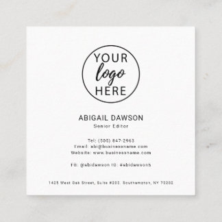 Cartão De Visita Quadrado Logotipo Personalizado de Empresa Minimalista