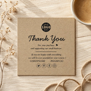 Cartão De Visita Quadrado Logotipo Personalizado De Papel Kraft Obrigado Par