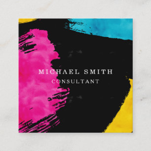 Cartão De Visita Quadrado Logotipo personalizado minimalista de código QR mo