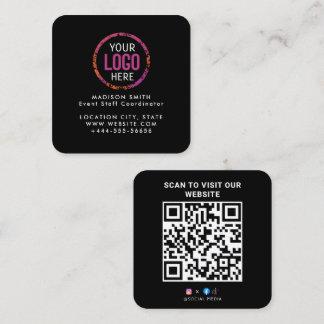Cartão De Visita Quadrado Logotipo Personalizado Moderno e Código QR