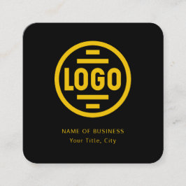 Cartão De Visita Quadrado Logotipo Personalizado Moderno Preto e Código QR Q