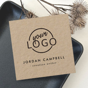Cartão De Visita Quadrado Logótipo personalizado Papel Kraft minimalista mod