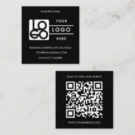 Cartão De Visita Quadrado Logotipo Personalizado Preto Branco Código QR Site