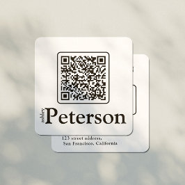 Cartão De Visita Quadrado Logotipo personalizado preto e branco do código QR