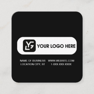 Cartão De Visita Quadrado Logotipo personalizado preto e branco moderno