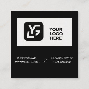Cartão De Visita Quadrado Logotipo personalizado preto e branco moderno