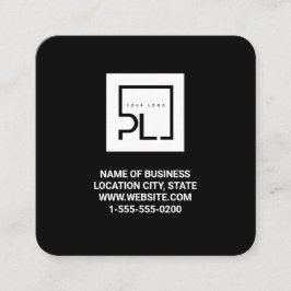 Cartão De Visita Quadrado Logotipo Personalizado Preto Moderno e Código QR Q
