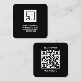 Cartão De Visita Quadrado Logotipo Personalizado Preto Moderno e Código QR Q