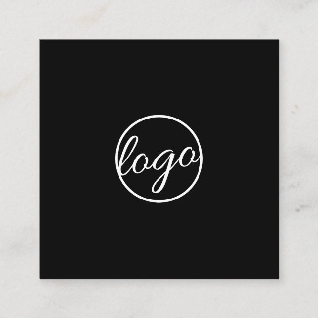 Cartão De Visita Quadrado Logotipo Personalizado Preto Simples Moderno (Frente)