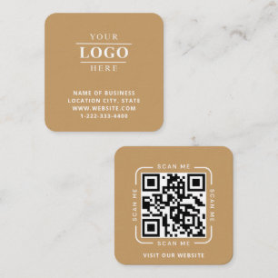 Cartão De Visita Quadrado Logotipo Personalizado Simples e Código QR Square