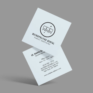 Cartão De Visita Quadrado Logotipo preto dos dentes modernos do dentista no