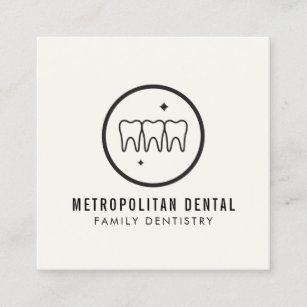 Cartão De Visita Quadrado Logotipo preto dos Dentes Modernos na Costa do Mar