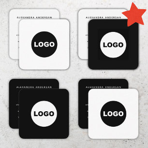 Cartão De Visita Quadrado Logotipo Preto Social Media Elegante Moderno