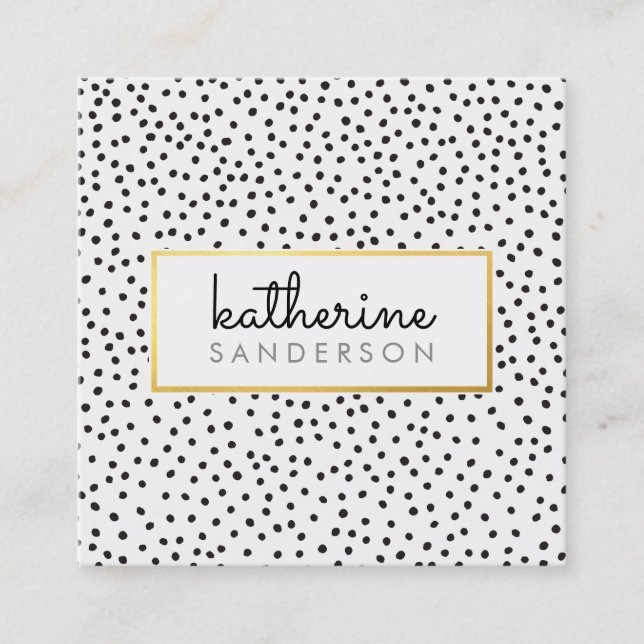 Cartão De Visita Quadrado LOGOTIPO PROFISSIONAL EMBLEM ouro negro moderno (Frente)