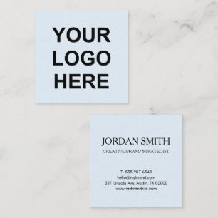 Cartão De Visita Quadrado Logotipo Profissional Minimalista Moderno Azul Cla