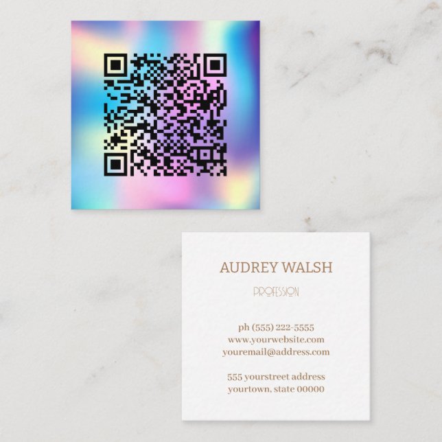 Cartão De Visita Quadrado Logotipo profissional mínimo QR (Frente/Verso)