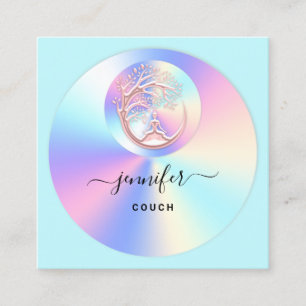 Cartão De Visita Quadrado Logotipo QR Yoga Aqua do terapeuta do sofá