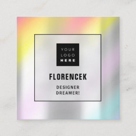 Cartão De Visita Quadrado Logotipo QRCODE Compro Hológrafo Makeup Hológrafo 