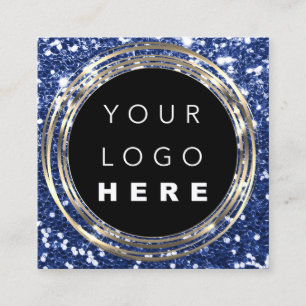 Cartão De Visita Quadrado Logotipo QRCode Compro online Quadro Dourado Brilh