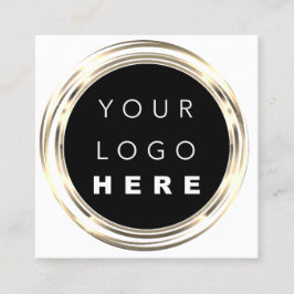 Cartão De Visita Quadrado Logotipo QRCode Compro online Quadro Dourado Compr