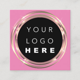 Cartão De Visita Quadrado Logotipo QRCode Compro online Quadro Dourado cor-d