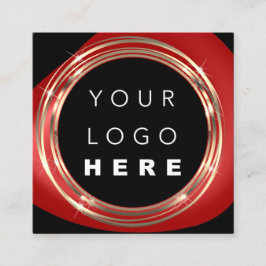 Cartão De Visita Quadrado Logotipo QRCode Compro online Quadro Dourado preto
