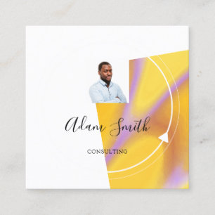 Cartão De Visita Quadrado Logotipo QRCode Personalizado Foto Amarelo Amarelo