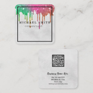 Cartão De Visita Quadrado Logotipo Quadrado de QR Code Minimalista Moderno P