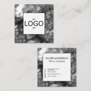 Cartão De Visita Quadrado Logotipo quadrado preto e branco