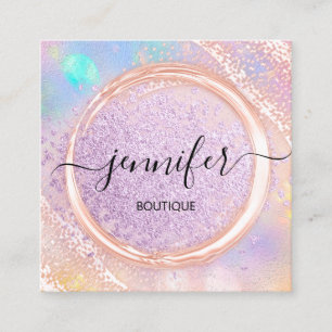 Cartão De Visita Quadrado Logotipo roxo do Compro Boutique profissional