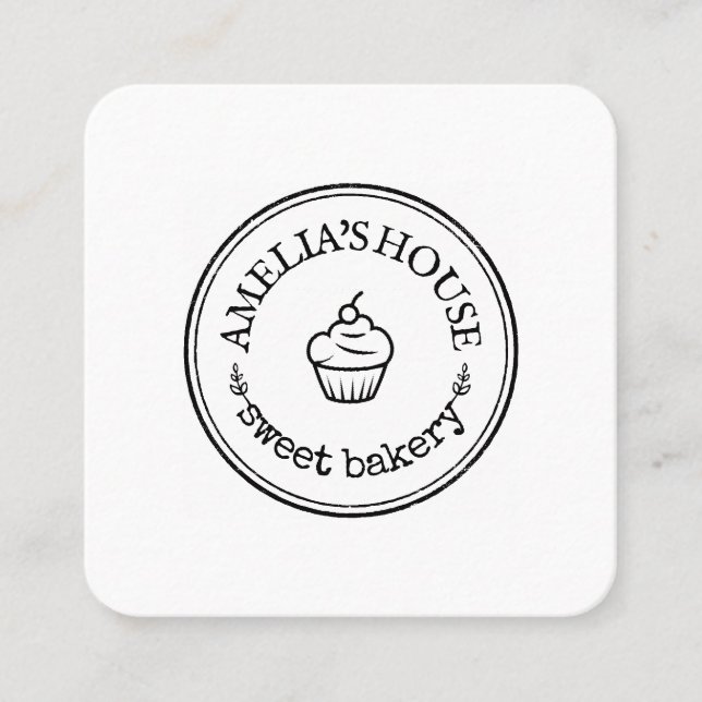 Cartão De Visita Quadrado Logotipo rústico caseiro simples (Frente)