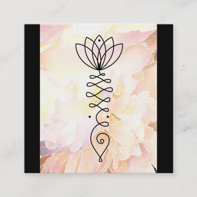 Cartão De Visita Quadrado *~* Lotus Heart Peony Flower Floral Reiki Yoga (Frente)