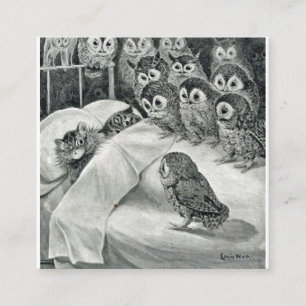 Cartão De Visita Quadrado Louis Wain Cat Nightmare Owl Bird