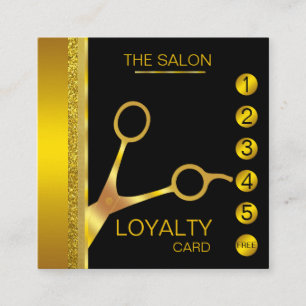 Cartão De Visita Quadrado Loyalty Card Salon Makeup Artista Faux Scissor Dou