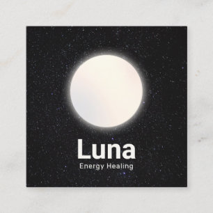 Cartão De Visita Quadrado Lua cheia e estrelas Universo celestial