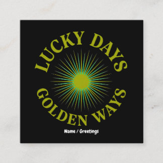 Cartão De Visita Quadrado Lucky Days & Golden Ways Retro Sunburst Heritage
