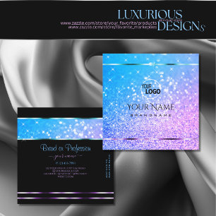 Cartão De Visita Quadrado Luminosas e Logotipo de Luminosas para Láteas Rox