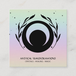 Cartão De Visita Quadrado *~* Lunar Sun Moon Magic Boho Universe Rainbow