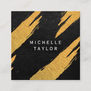 Cartão De Visita Quadrado Lux Faux Dourado Artístico Marks Leather Impressão