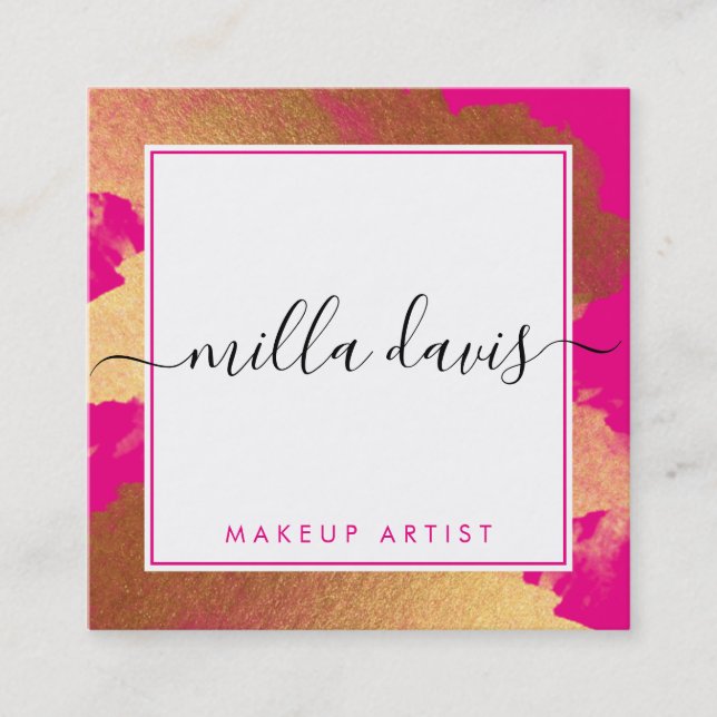 Cartão De Visita Quadrado LUXE DOURADO glamour moderno brilhado brilhante ro (Frente)