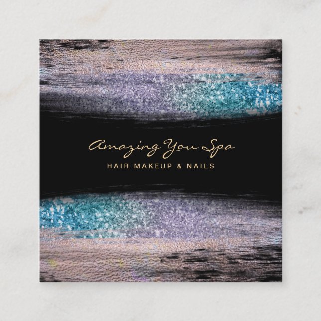 Cartão De Visita Quadrado *~* Luxe Glam Dourado Bribow Glitter excitante (Frente)