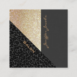 Cartão De Visita Quadrado Lúxias quicas e elegantes, gliteria-leopardo conte