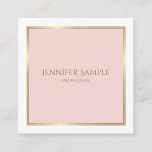 Cartão De Visita Quadrado Luxo branco rosa Dourado profissional