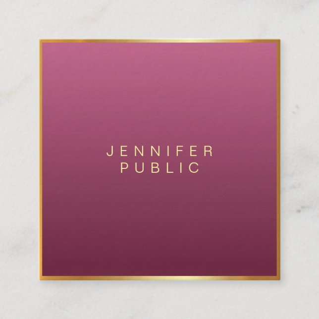 Cartão De Visita Quadrado Luxo elegante e moderno profissional moderno e mod (Frente)