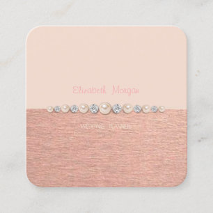 Cartão De Visita Quadrado Luxo Elegante Simples, Diamantes, Pérolas