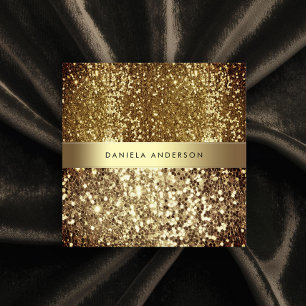 Cartão De Visita Quadrado Luxo Grelha de Bronze Dourado e glamouroso